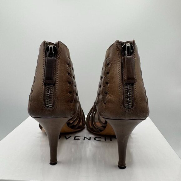 Givenchy Brown Woven Strappy Open Toe Heels Sandals Shoes Authentic - Picture 4 of 6